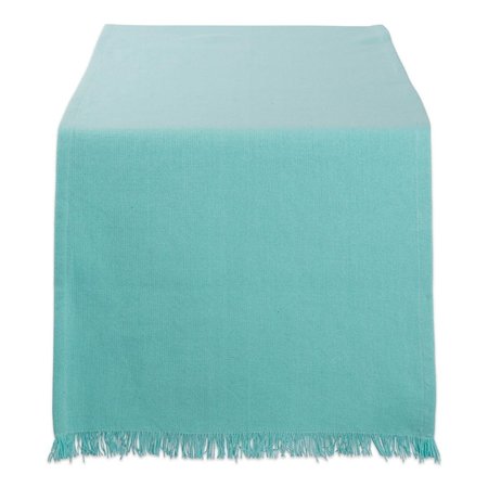 DESIGN IMPORTS 14 x 108 in. Solid Aqua Heavyweight Fringed Table Runner CAMZ10433